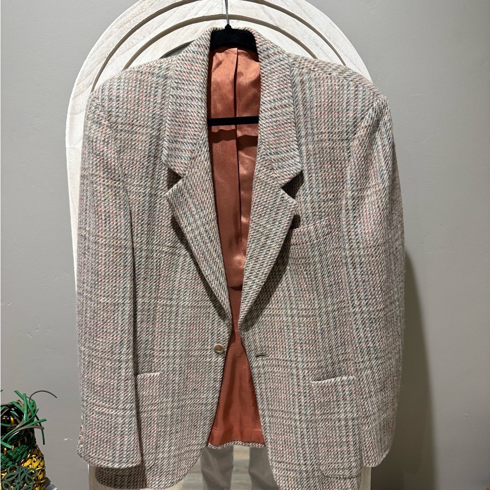Vintage Wool Plaid Blazer with Button Closure size 16